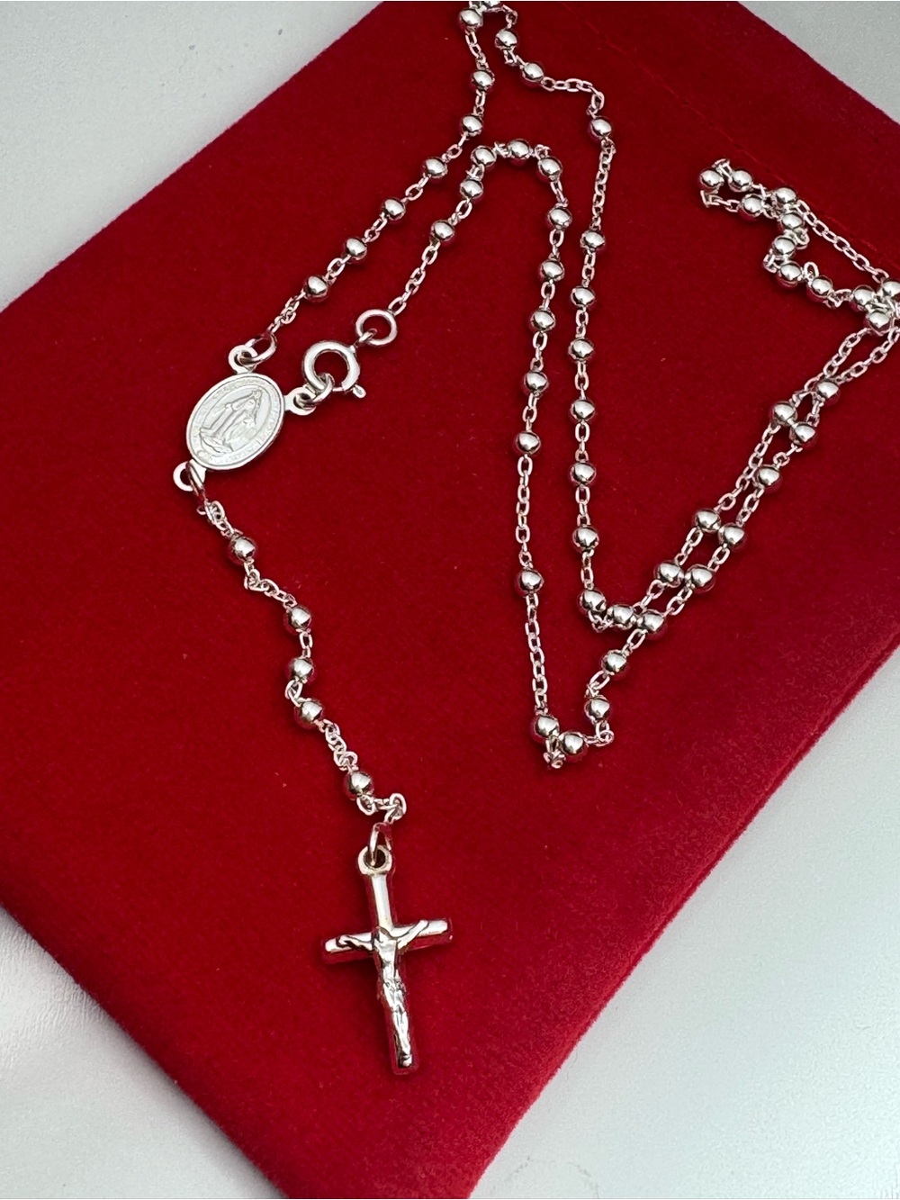 18 inch + 4 inch dainty rosary sterling silver